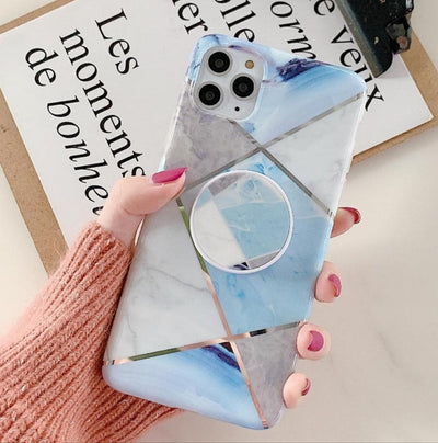 iPhone Case Marble with Phone Grip - Blue - CASELIX