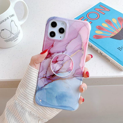 iPhone Case Marble with Phone Grip - Pink Blue - CASELIX