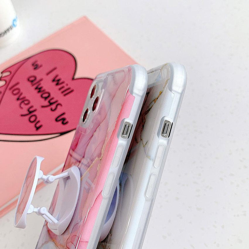 iPhone Case Marble with Phone Grip - Pink Blue - CASELIX