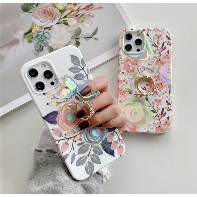 iPhone Case floral Electroplated - White - CASELIX