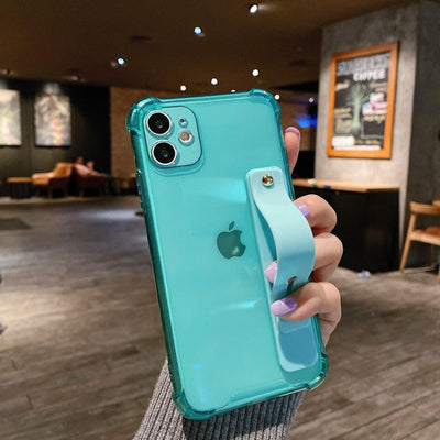 iPhone Case Clear Bumper Wrist Strap - Green - CASELIX
