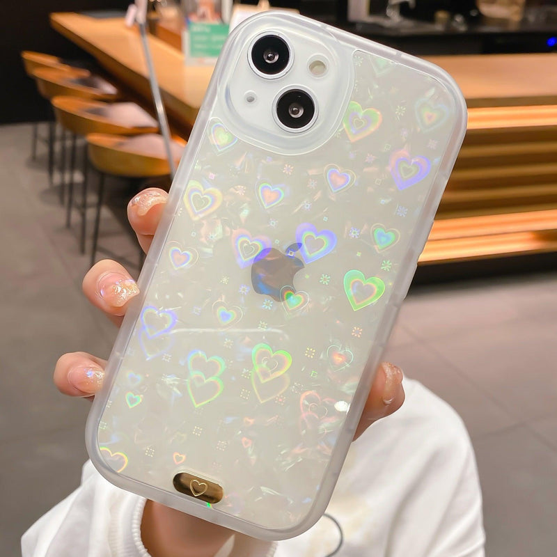 iPhone Case Holographic Hearts - Opal - CASELIX