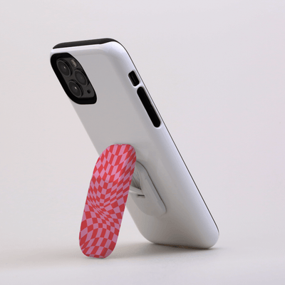 Pink Check Phone Grip Holder - CASELIX