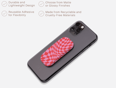 Pink Check Phone Grip Holder - CASELIX