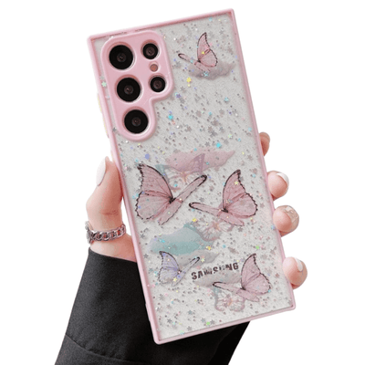 Samsung Galaxy Case Butterfly Glitter - Pink - CASELIX