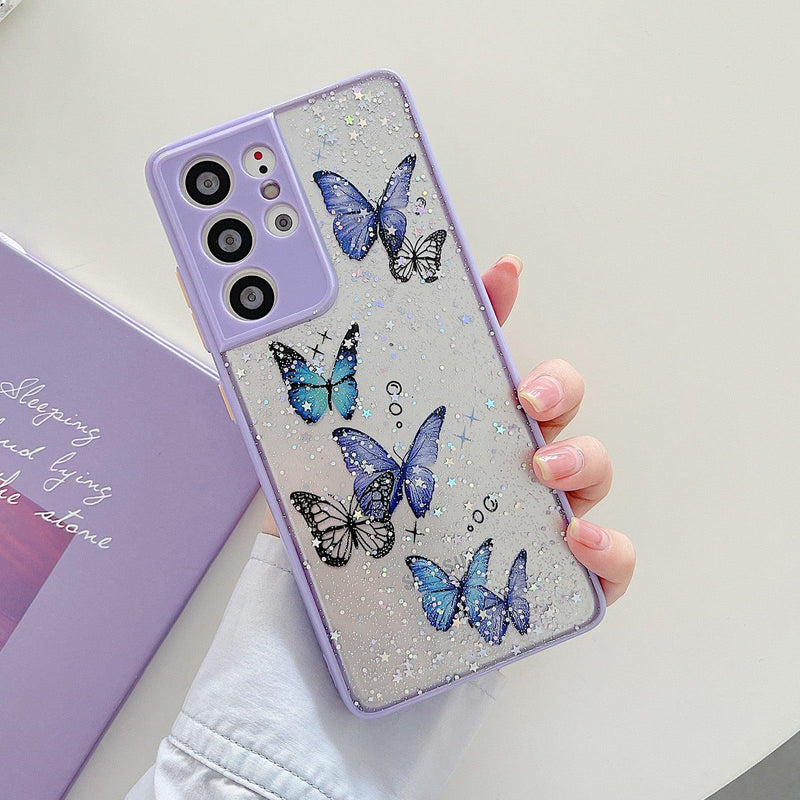 Samsung Galaxy Case Butterfly Glitter - Purple - CASELIX