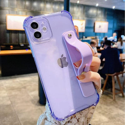iPhone Case Clear Bumper Wrist Strap - Purple - CASELIX
