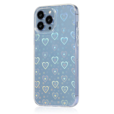 iPhone Case Clear Laser Hearts - Holographic - CASELIX