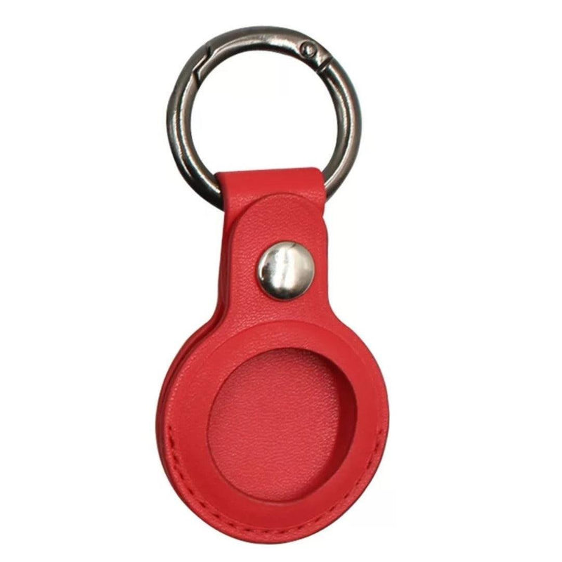AirTags Leather Protective Case with Key ring- Red - CASELIX