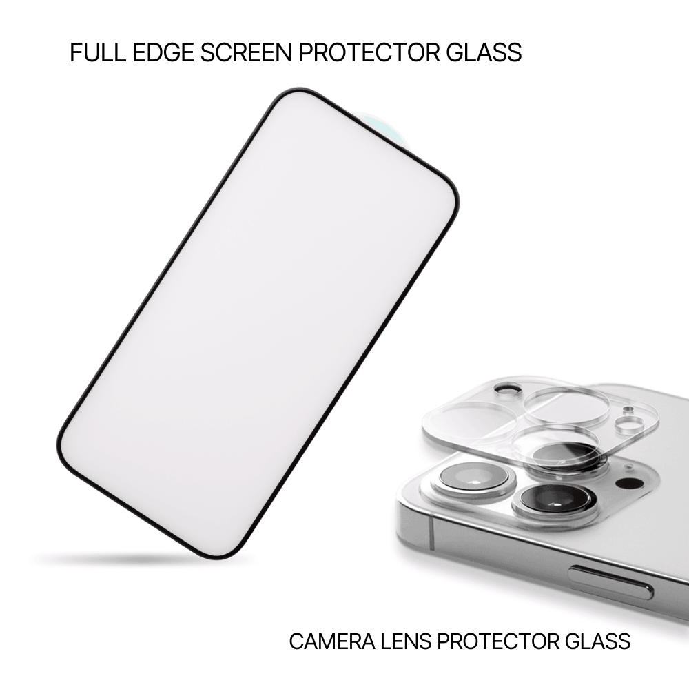 Tempered glass screen protector and camera lens protector for iPhone 17 16 15 14 17 Pro Max with full coverage anti scratch HD clear protective film