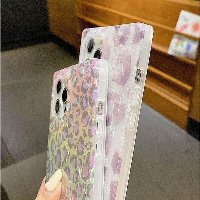 iPhone Case Square Holographic - Leopard Glitter - CASELIX