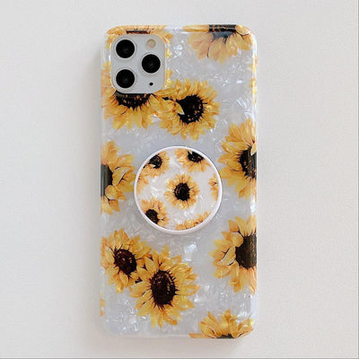 iPhone Case Sunflowers with Phone grip - Pearl - CASELIX